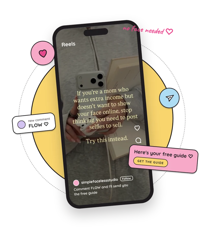 Faceless Instagram Reel with an automatic DM sending a free guide, no face on camera needed